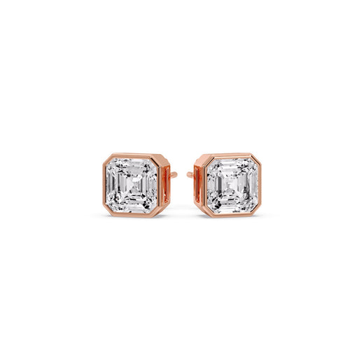 Asscher Diamond Bezel Stud Earring
