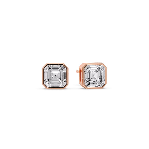 Asscher Diamond Bezel Stud Earring