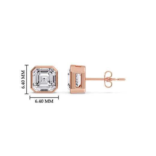 Asscher Diamond Bezel Stud Earring