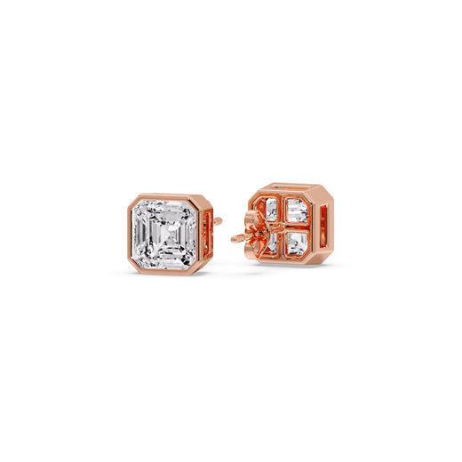 Asscher Diamond Bezel Stud Earring
