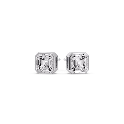 Asscher Diamond Bezel Stud Earring
