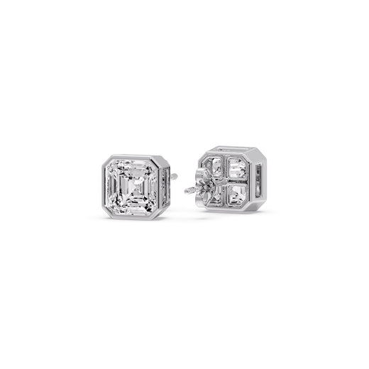 Asscher Diamond Bezel Stud Earring