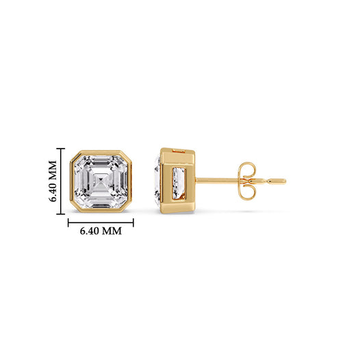 Asscher Diamond Bezel Stud Earring