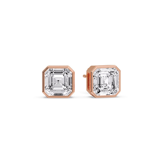 Asscher Diamond Bezel Stud Earring