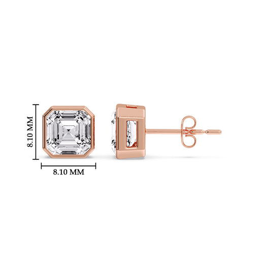 Asscher Diamond Bezel Stud Earring