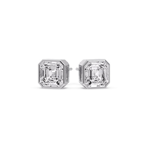 Asscher Diamond Bezel Stud Earring
