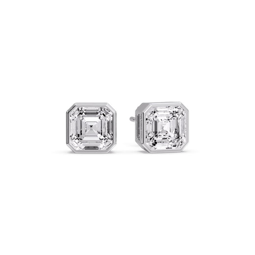 Asscher Diamond Bezel Stud Earring