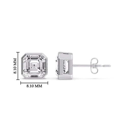 Asscher Diamond Bezel Stud Earring