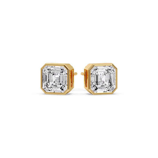 Asscher Diamond Bezel Stud Earring