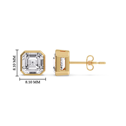 Asscher Diamond Bezel Stud Earring
