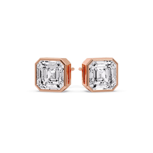 Asscher Diamond Bezel Stud Earring