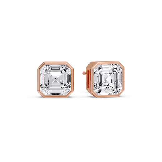 Asscher Diamond Bezel Stud Earring