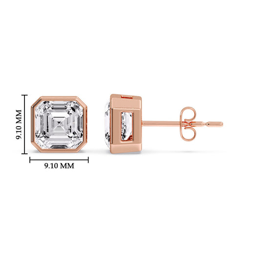 Asscher Diamond Bezel Stud Earring