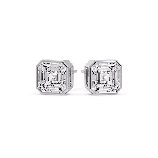 Asscher Diamond Bezel Stud Earring