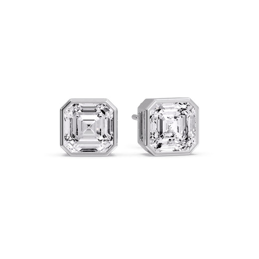 Asscher Diamond Bezel Stud Earring