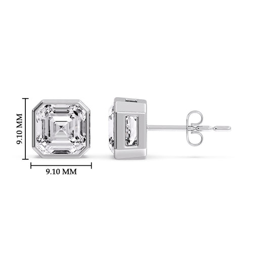 Asscher Diamond Bezel Stud Earring