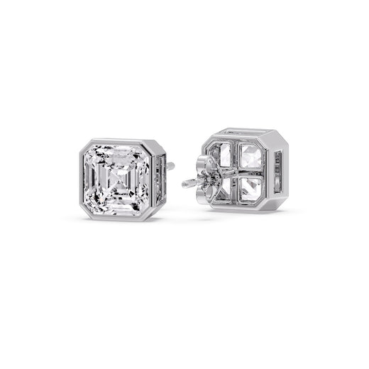 Asscher Diamond Bezel Stud Earring