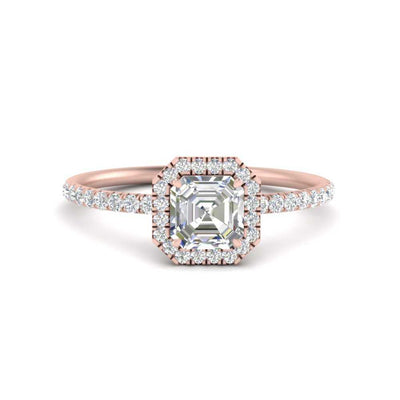 Asscher Cut Halo Petite Engagement Ring