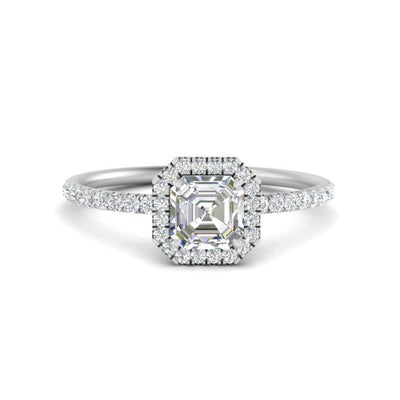 Asscher Cut Halo Petite Engagement Ring