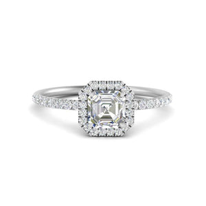Asscher Cut Halo Petite Engagement Ring