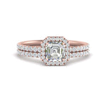 Load image into Gallery viewer, asscher-cut-diamond-halo-wedding-ring-set-in-rose-gold-FD8523AS-NL-RG