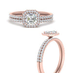 Load image into Gallery viewer, asscher-cut-diamond-halo-wedding-ring-set-in-rose-gold-FD8523AS-NL-RG