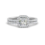 Load image into Gallery viewer, asscher-cut-diamond-halo-wedding-ring-set-in-white-gold-FD8523AS-NL-WG