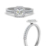 Load image into Gallery viewer, asscher-cut-diamond-halo-wedding-ring-set-in-white-gold-FD8523AS-NL-WG