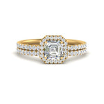 Load image into Gallery viewer, asscher-cut-diamond-halo-wedding-ring-set-in-yellow-gold-FD8523AS-NL-YG