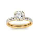 Load image into Gallery viewer, asscher-cut-diamond-halo-wedding-ring-set-in-yellow-gold-FD8523AS-NL-YG