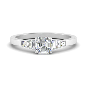 Asscher Cut Lab Diamond Ring With Trapezoid Sides