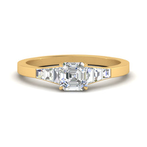 Asscher Cut Lab Diamond Ring With Trapezoid Sides