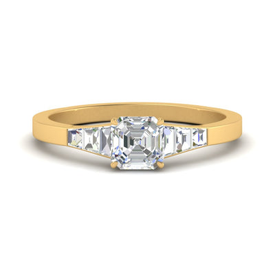 Asscher Cut Lab Diamond Ring With Trapezoid Sides