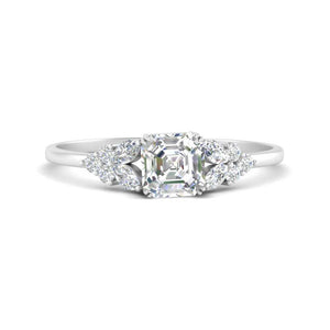 Asscher Cut Marquise Accented Modern Engagement Ring