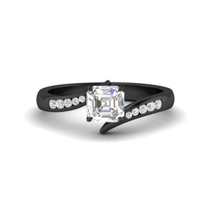 Asscher Cut Channel Set Swirl Diamond Ring
