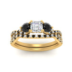 Load image into Gallery viewer, asscher-cut-diamond-twisted-floral-prong-black-diamond-wedding-set-yellow-gold-FD10257ASGBLACK-ANGLE5-NL-YG?v=1756359941
