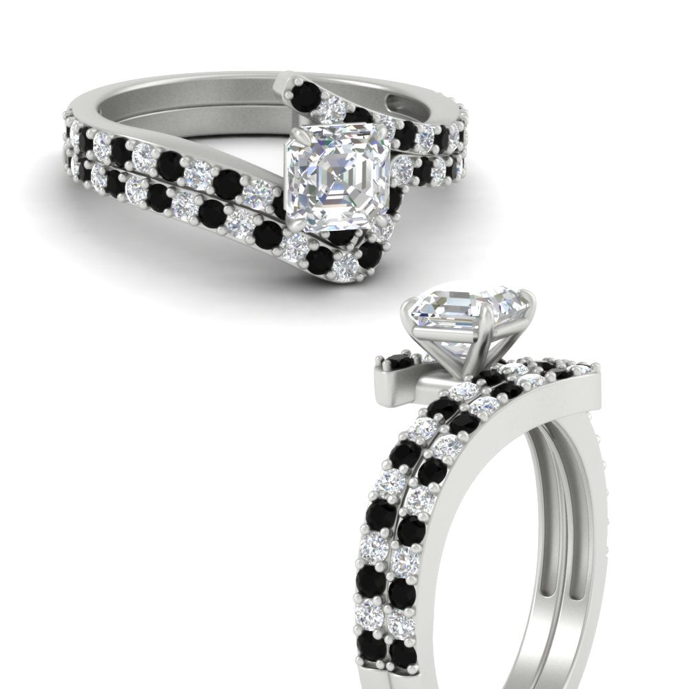 asscher-cut-diamond-wedding-ring-set-with-black-diamond-in-FDENS3007ASGBLACK-NL-WG