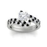 Load image into Gallery viewer, asscher-cut-diamond-wedding-ring-set-with-black-diamond-in-FDENS3007ASGBLACK-NL-WG
