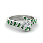 Load image into Gallery viewer, asscher-cut-diamond-wedding-ring-set-with-emerald-in-FDENS3007ASGEMGR-NL-WG
