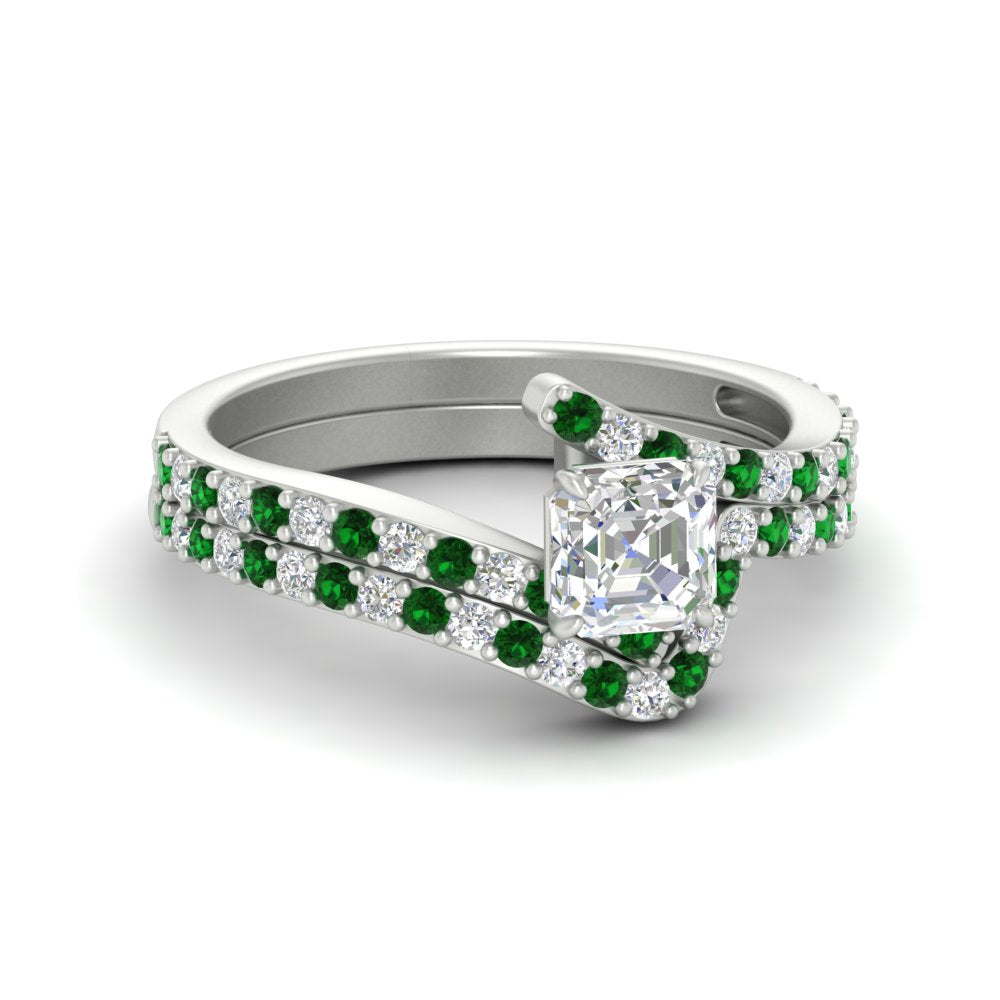 asscher-cut-diamond-wedding-ring-set-with-emerald-in-FDENS3007ASGEMGR-NL-WG
