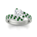 Load image into Gallery viewer, asscher-cut-diamond-wedding-ring-set-with-emerald-in-FDENS3007ASGEMGR-NL-WG
