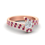 Load image into Gallery viewer, asscher-cut-diamond-wedding-ring-set-with-pink-sapphire-in-FDENS3007ASGSADRPI-NL-RG
