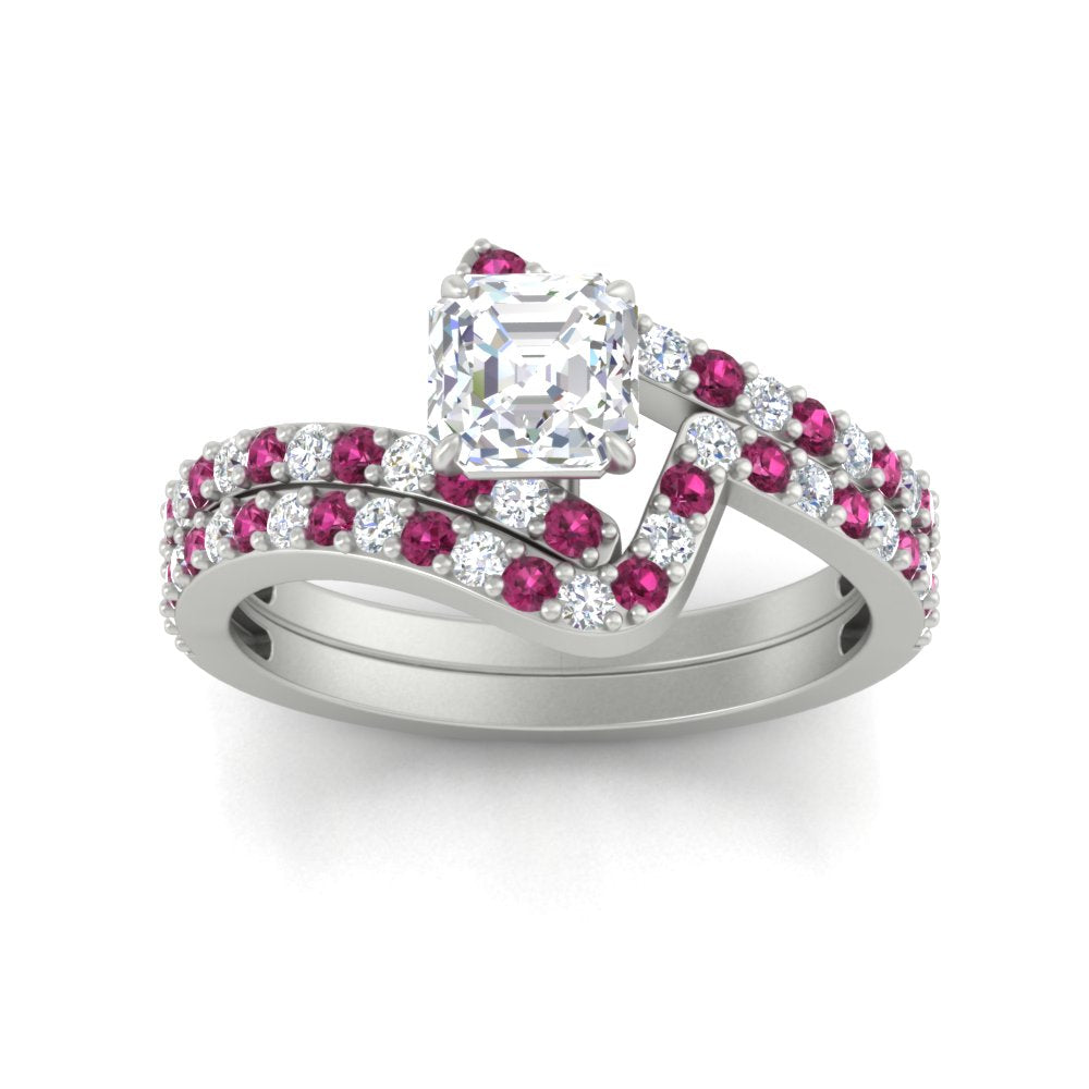 asscher-cut-diamond-wedding-ring-set-with-pink-sapphire-in-FDENS3007ASGSADRPI-NL-WG