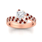 Load image into Gallery viewer, asscher-cut-diamond-wedding-ring-set-with-ruby-in-FDENS3007ASGRUDR-NL-RG
