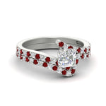 Load image into Gallery viewer, asscher-cut-diamond-wedding-ring-set-with-ruby-in-FDENS3007ASGRUDR-NL-WG
