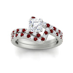 Load image into Gallery viewer, asscher-cut-diamond-wedding-ring-set-with-ruby-in-FDENS3007ASGRUDR-NL-WG
