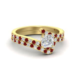 Load image into Gallery viewer, asscher-cut-diamond-wedding-ring-set-with-ruby-in-FDENS3007ASGRUDR-NL-YG
