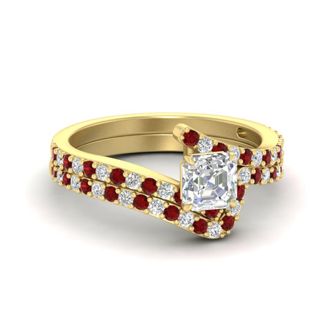 asscher-cut-diamond-wedding-ring-set-with-ruby-in-FDENS3007ASGRUDR-NL-YG