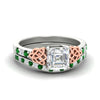 Load image into Gallery viewer, asscher-cut-emerald-channel-band-celtic-bridal-set-in-white-gold-fdens2255asgemgrsleep-nl-wg-ws2.jpg
