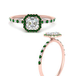 Load image into Gallery viewer, asscher-cut-emerald-halo-petite-engagement-ring-in-rose-gold-FD8523ASRGEMGRANGLE3-NL-RG
